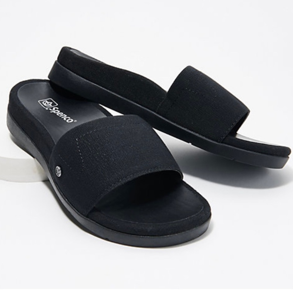 Spenc Black Orthotic Slide Sandals - 7.5